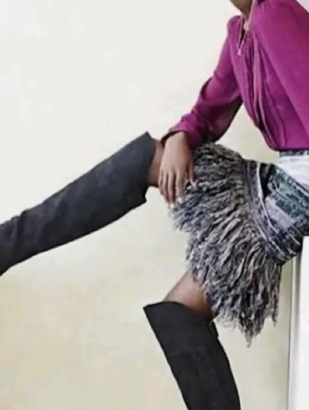 Anthropologie x Cecilia Prado Glinted Fringe Knit Sweater Pencil Skirt - Size SP